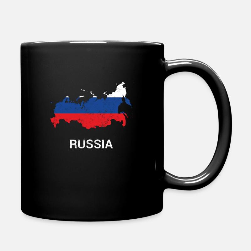 Carte et drapeau de la Russie (Россия) - Mug uni - noir