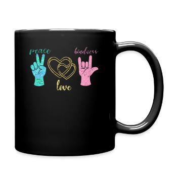 Frieden Liebe Harmonie - Tasse einfarbig - Schwarz - Rechts