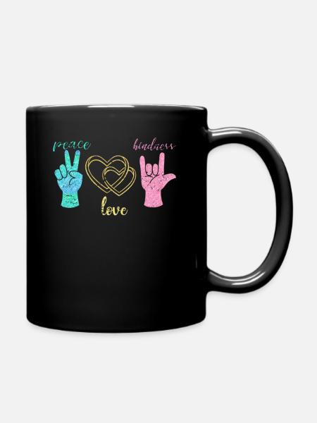 Frieden Liebe Harmonie - Tasse einfarbig - Schwarz