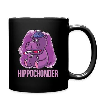 Hypchonder Nilpferd Hippochonder Krank Lustig - Tasse einfarbig - Schwarz - Rechts