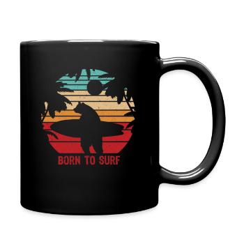 Retro Vintage Funny Surfing Bear Shirt Surfer Gesc - Full Colour Mug - black - Right