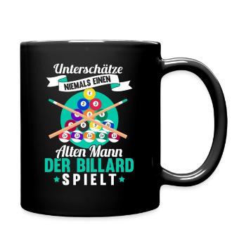 Lustig Spruch Billard Queue Billardkugel Geschenk - Tasse einfarbig - Schwarz - Rechts