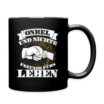 Onkel und Nichte. Freunde fürs Leben. Geschenk - Tasse einfarbig - Schwarz - Rechts