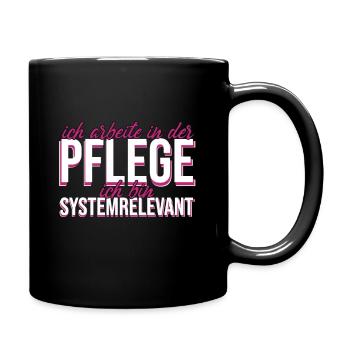 PFLEGEKRAFT - Pflege mfa Geschenk - Tasse einfarbig - Schwarz - Rechts