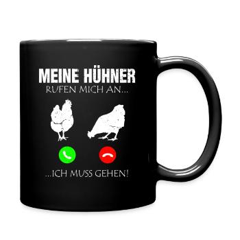 Hühner Huhn Bauernhof Hahn Bauer Ei Hühnerstall - Tasse einfarbig - Schwarz - Rechts