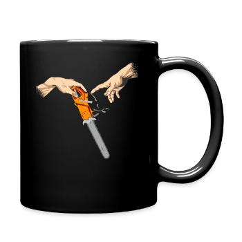 Chainsaw garden gardening Michelangelo gardener - Full Colour Mug - black - Right