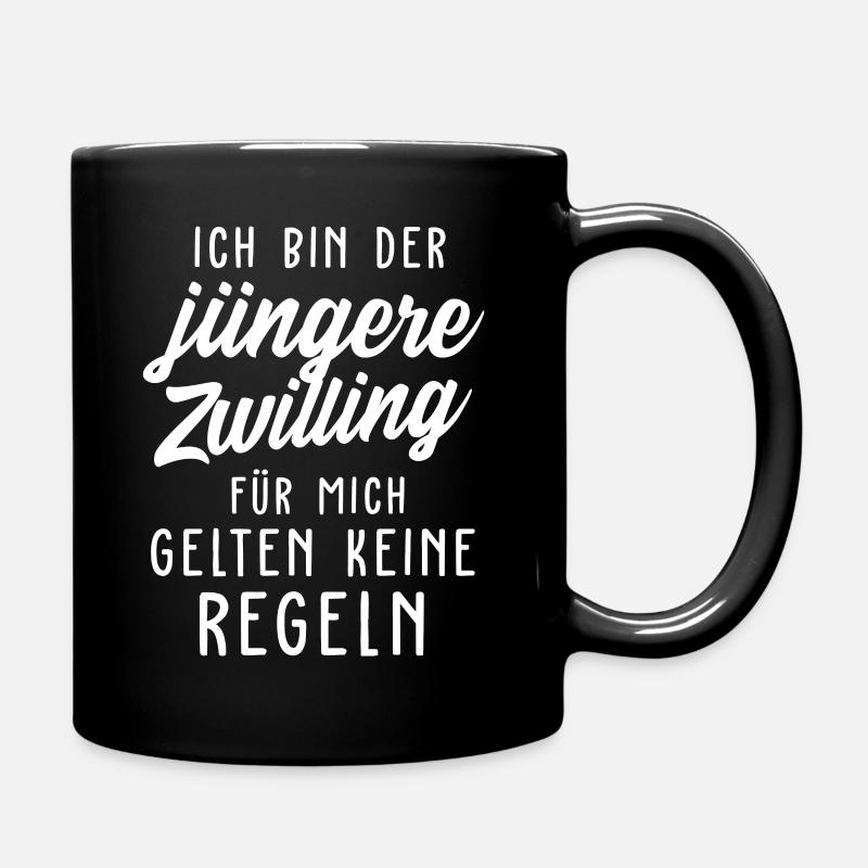 Jüngere Zwilling Zwillinge Geschwister Babys - Tasse einfarbig - Schwarz