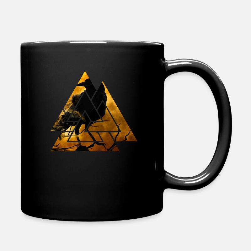 Raven Vikings Raven Valknut Gift - Full Colour Mug - black
