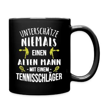 Tennis Alter Mann Sport Tennisschläger - Tasse einfarbig - Schwarz - Rechts