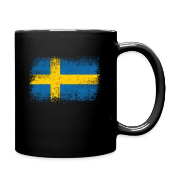 Schweden Flagge Fahne Wappen - Tasse einfarbig - Schwarz - Rechts