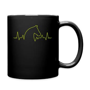 Herzschlag Pferde Mädchen Pferd Pferdesport - Tasse einfarbig - Schwarz - Rechts