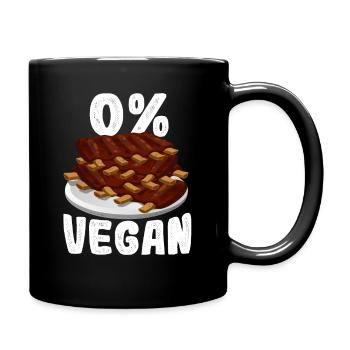 0% vegan für Fleischer und Metzger - Tasse einfarbig - Schwarz - Rechts