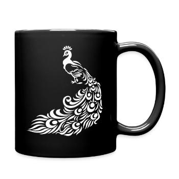 Pfau - Tasse einfarbig - Schwarz - Rechts