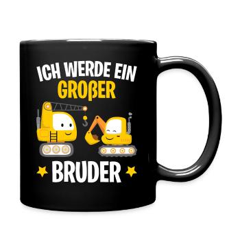 Endlich Großer Bruder 2020 Bagger - Tasse einfarbig - Schwarz - Rechts
