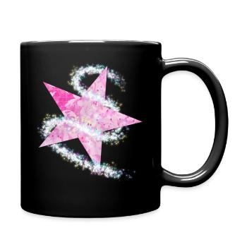 Glitter Glitzer Glimmer Stern Sternenschweif - Tasse einfarbig - Schwarz - Rechts