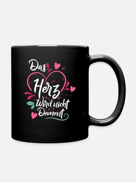 Altenpflergerin - Das Herz Wird Nicht Dement - Tasse einfarbig - Schwarz