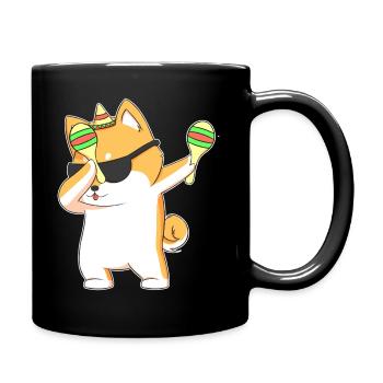 Dabbing Shiba Inu Dog In Sombrero With Maracas - Full Colour Mug - black - Right