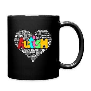 Autismus Bewusstsein Autismus Herz - Tasse einfarbig - Schwarz - Rechts