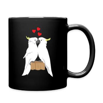 Cockatoo parrot couple heart love - Full Colour Mug - black - Right