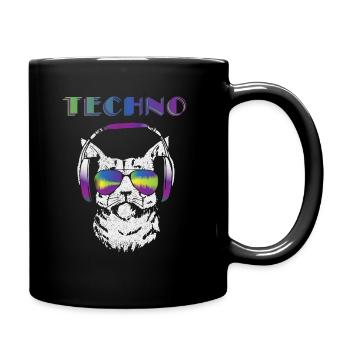 Techno - Tasse einfarbig - Schwarz - Rechts