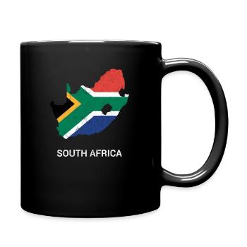 Südafrika Landkarte & Flagge - Tasse einfarbig - Schwarz - Rechts