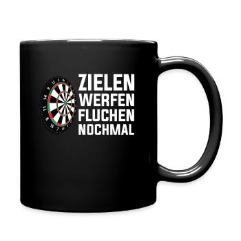 Lustiges Dart Spieler Dartscheibe Spruch Design - Tasse einfarbig - Schwarz - Rechts