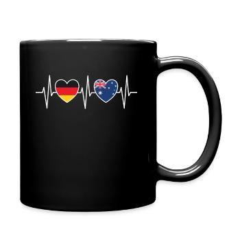 Heartbeat Herzschlag Deutschland Australien w 1176 - Tasse einfarbig - Schwarz - Rechts