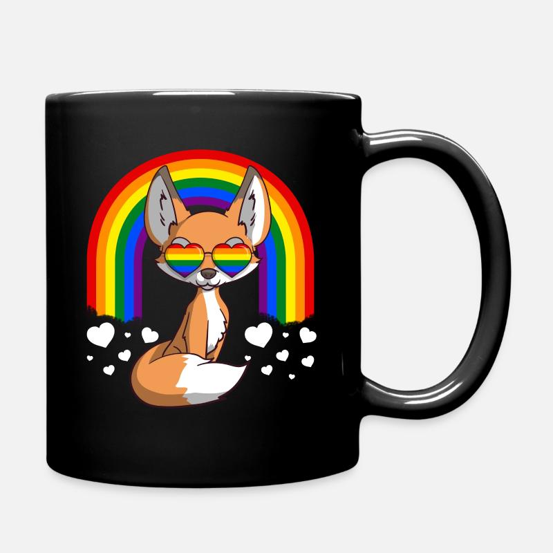 LGBTQ Fox Gay Pride Rainbow - Full Colour Mug - black
