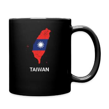 Taiwan country map &flag - Full Colour Mug - black - Right