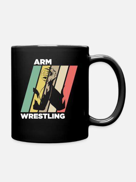 Arm Wrestling Vintage Retro Arm-Drücken - Tasse einfarbig - Schwarz