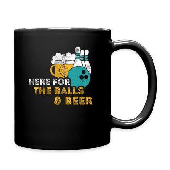 Here For The Balls & Beer Bowling Lover Pin Drinki - Full Colour Mug - black - Right