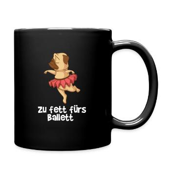 Süßer Mops ist zu fett fürs Ballett Tutu Röckchen - Tasse einfarbig - Schwarz - Rechts