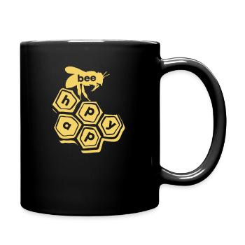 Be Happy Bee Biene Imker Geschenk Geschenkidee - Tasse einfarbig - Schwarz - Rechts