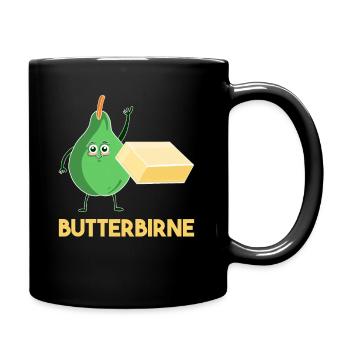 Butterbirne Lustiges Obst Butter Birne Geschenk - Tasse einfarbig - Schwarz - Rechts