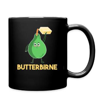 Butterbirne Lustiges Obst Butter Birne Geschenk - Tasse einfarbig - Schwarz - Rechts