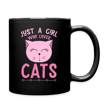 Just a girl who loves cats - Katzendame - Tasse einfarbig - Schwarz - Rechts