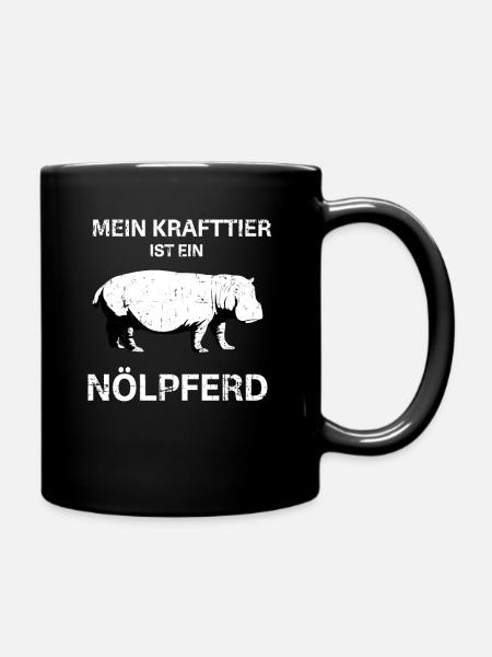 Krafttier Nölpferd Nörgel Design für Pessimist - Tasse einfarbig - Schwarz