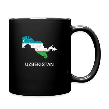 Usbekistan Landkarte & Flagge - Tasse einfarbig - Schwarz - Rechts