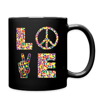 Love PEACE sign - Peace for the world Lvoe - Full Colour Mug - black - Right