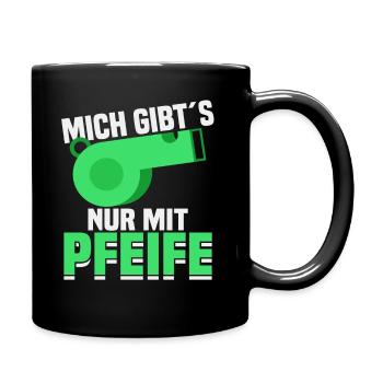 Lustig Schiedsrichter Schiri Fußball Geschenk - Tasse einfarbig - Schwarz - Rechts