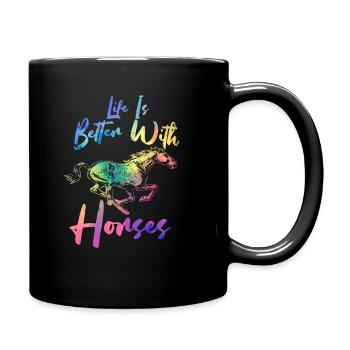 La vie est meilleure avec les chevaux - citation du R - Mug uni - noir - Droite