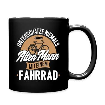 Alter Mann mit einem Fahrrad Radfahrer Rennrad - Tasse einfarbig - Schwarz - Rechts