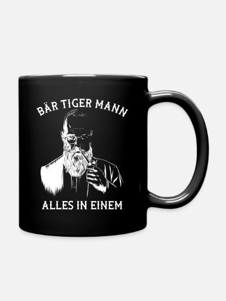 Bart Vollbart Schnurrbart Bärtig Bär Tiger Mann - Tasse einfarbig - Schwarz