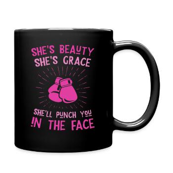 Beauty Grace Punch you in the face - Full Colour Mug - black - Right