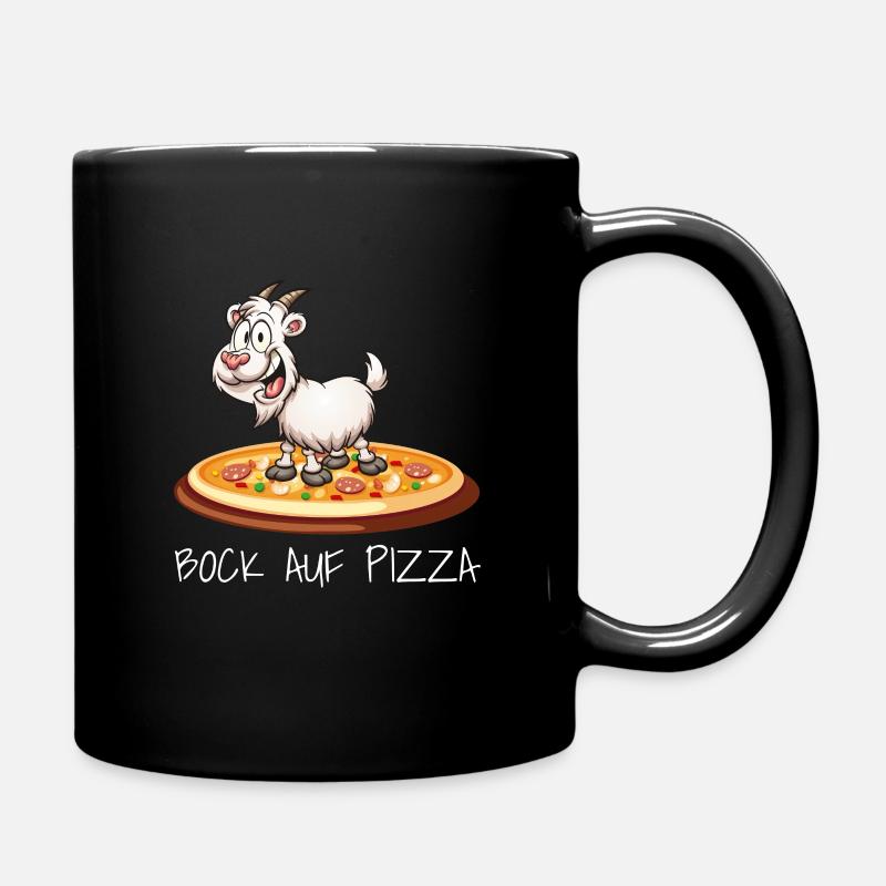 lustiges Bild bock auf pizza wortspiel - Tasse einfarbig - Schwarz