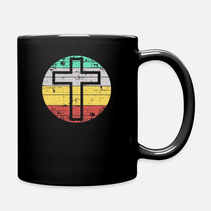 Cross Christian Vinatge - Full Colour Mug - black