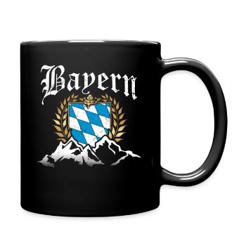 Freistaat Bayern Retro Berge Wappen Fahne Flagge - Tasse einfarbig - Schwarz - Rechts