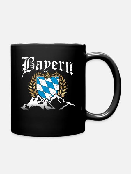 Freistaat Bayern Retro Berge Wappen Fahne Flagge - Tasse einfarbig - Schwarz