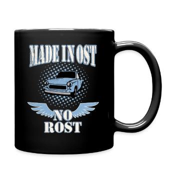 Made in Ost no Rost - DDR Kult Auto - Tasse einfarbig - Schwarz - Rechts