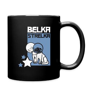 Belka Strelka Space Dog Lustige Rakete Planeten Mond - Tasse einfarbig - Schwarz - Rechts